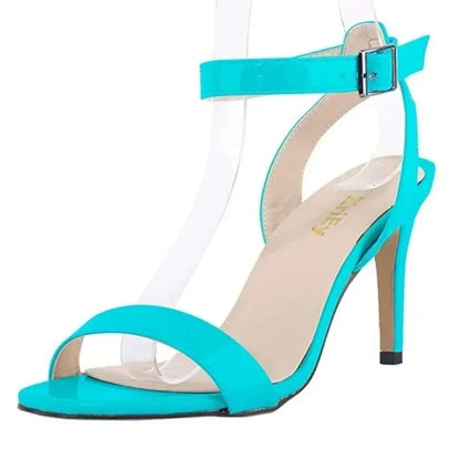5) Women Sandals Pumps Summer Sexy Open Toe Ankle Strap 9cm Mid High Heels Ladies Buckle Stilettos Thin Heel Party Wedding Shoes
