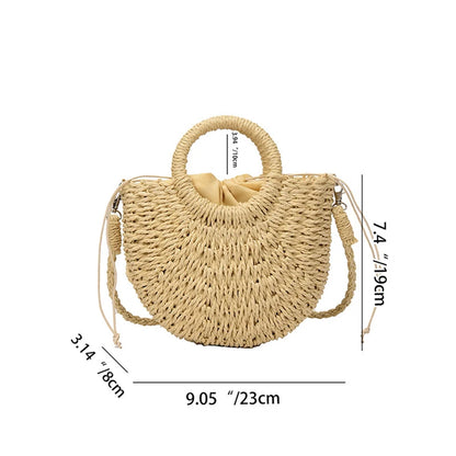 Handwoven Straw Rattan Half-Moon Beach