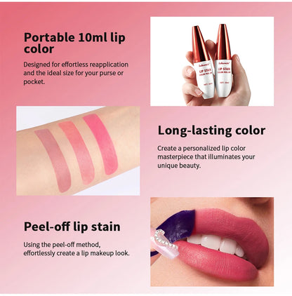 Peel Off Rose Pink Lip Gloss Matte Outline Contour Tattoo Lip Stain Waterproof