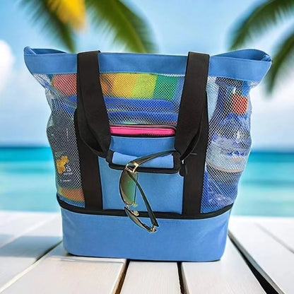 Tote Bag Mesh Beach Tote Bag with Insulated Cooler Compartment Extra Large