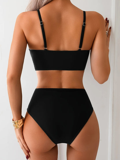 women's fashion gather bikini split swimsuit
