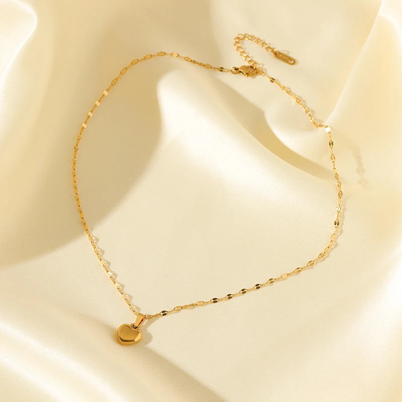 Stainless Steel Heart Love Necklace Bracelets Earrings Set For Women New Trendy 18K Gold Plated Waterproof Jewelry