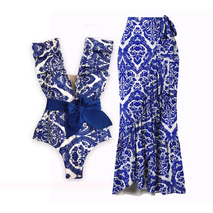 One Piece Swimsuit with Cover Up Sexy Swimwear Women