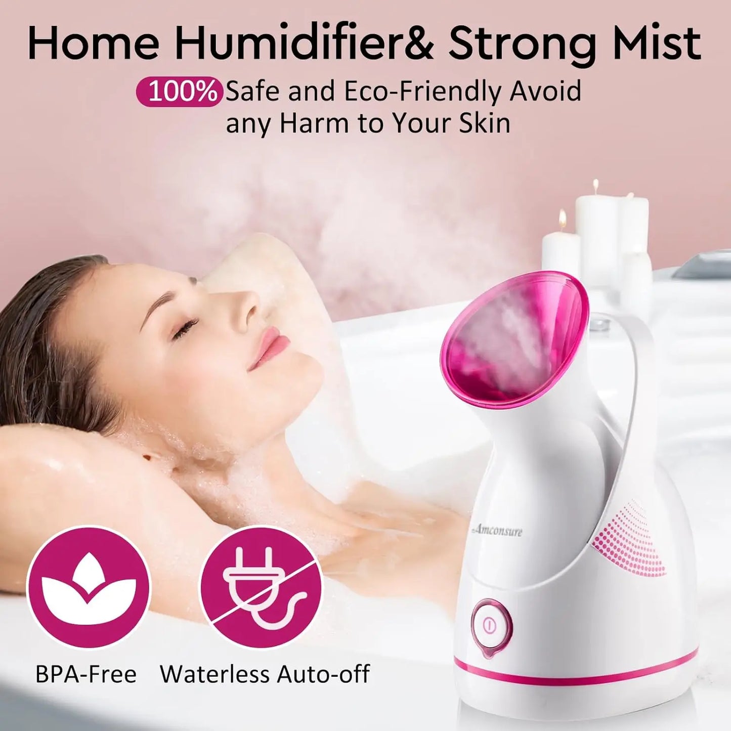 Facial Steamer - Nano Ionic Face Steamer Warm Mist Steamer for Home Sauna SPA, Humidifier for Face Steamer for Deep Cleaning