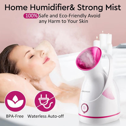 Facial Steamer - Nano Ionic Face Steamer Warm Mist Steamer for Home Sauna SPA, Humidifier for Face Steamer for Deep Cleaning