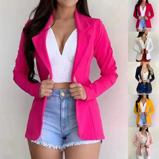 1) Women's Blazer 2024 Formal Blazer Women's Office Work Set Pocket Jacket Coat Loose women's wear