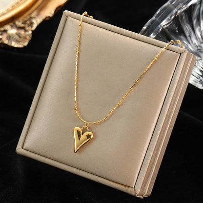 Stainless Steel Heart Love Necklace Bracelets Earrings Set For Women New Trendy 18K Gold Plated Waterproof Jewelry