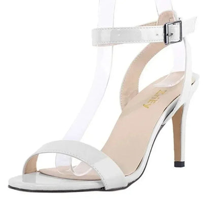 5) Women Sandals Pumps Summer Sexy Open Toe Ankle Strap 9cm Mid High Heels Ladies Buckle Stilettos Thin Heel Party Wedding Shoes