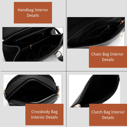 Premium Faux Leather Designer Handbag Set for Women - 6PC