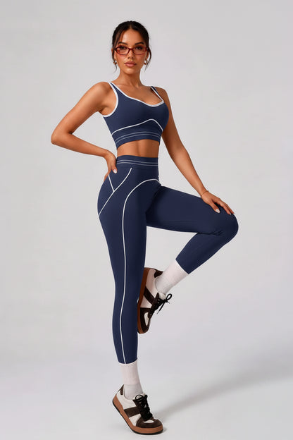 Women's 2-Piece Activewear Set - Crop Tank Top & High Rise Leggings