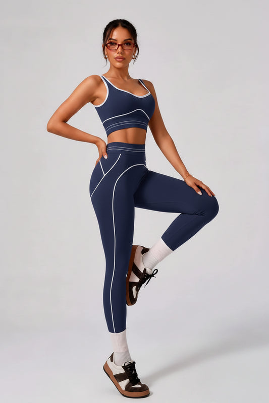 Women's 2-Piece Activewear Set - Crop Tank Top & High Rise Leggings