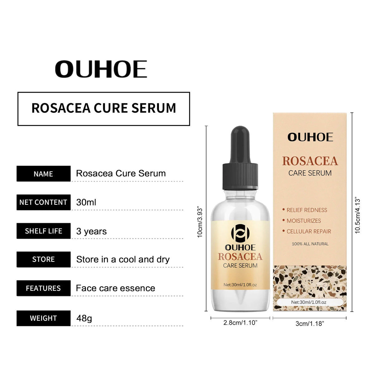 OUHOE Rosacea & Redness Relief Face Serum – Soothing & Repairing