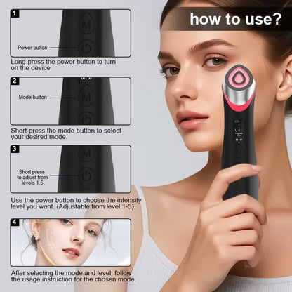 LED Light Therapy Facial Device – 5-Color Anti-Aging Skin Tightening Wand