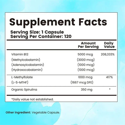 Vitamin B12 – Brain Health & Energy Boost | 30/60 Capsules