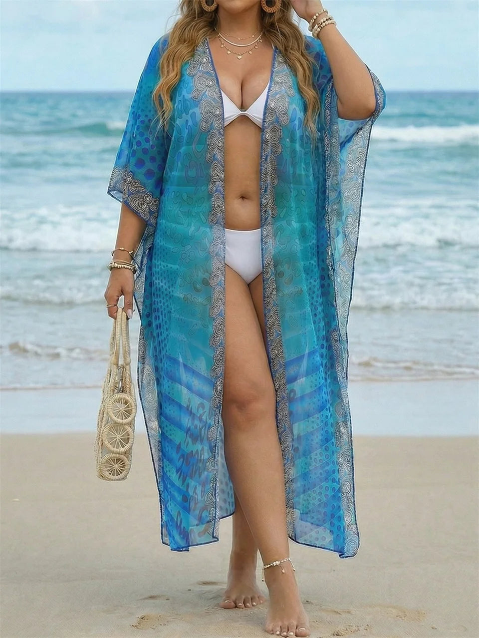 Vintage Print Bikini Cover Up Women