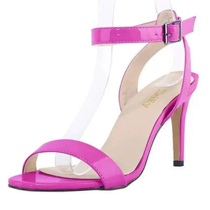 5) Women Sandals Pumps Summer Sexy Open Toe Ankle Strap 9cm Mid High Heels Ladies Buckle Stilettos Thin Heel Party Wedding Shoes