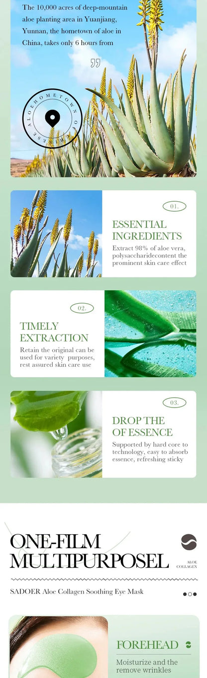 60pcs Aloe Vera Collagen Eye Mask Anti Dark Circles Eyes Bags Moisturizing