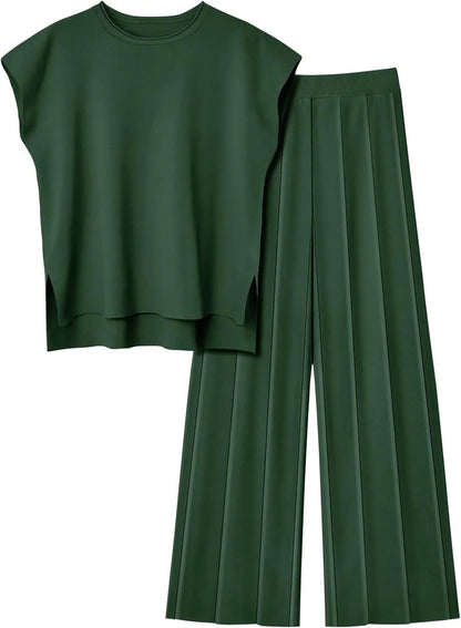 Women's 2-Piece Summer Set – Sleeveless Top & Wide Leg Pants (2025)