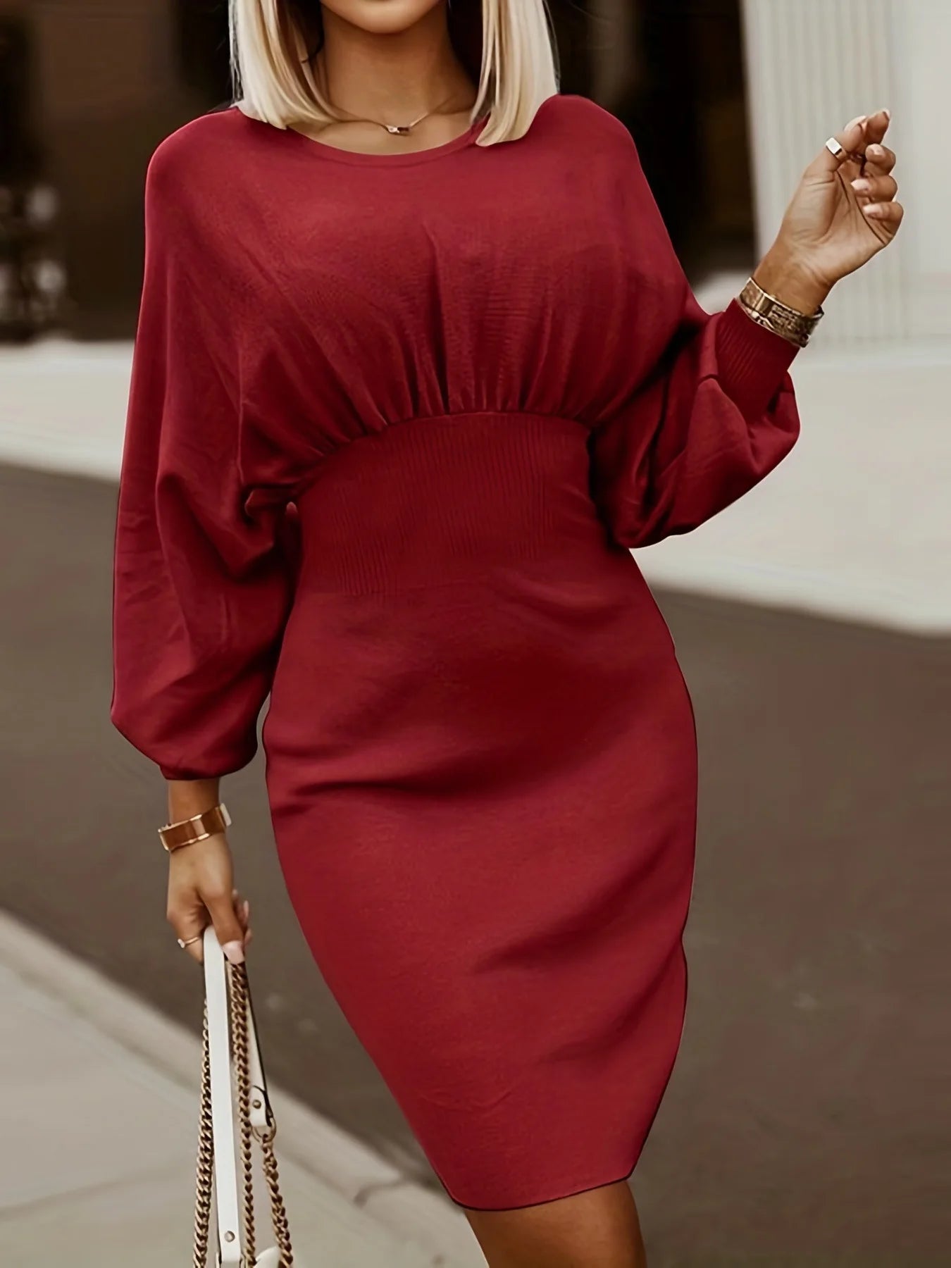 Autumn and Winter New Women's Fashion Slimming Dress Lantern