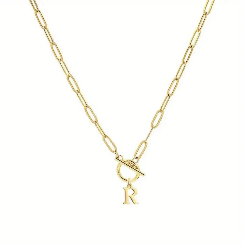 English Letter Initial Necklace 18K Gold Plated Stainless