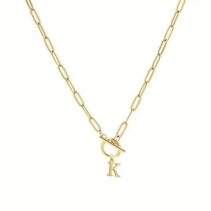 English Letter Initial Necklace 18K Gold Plated Stainless