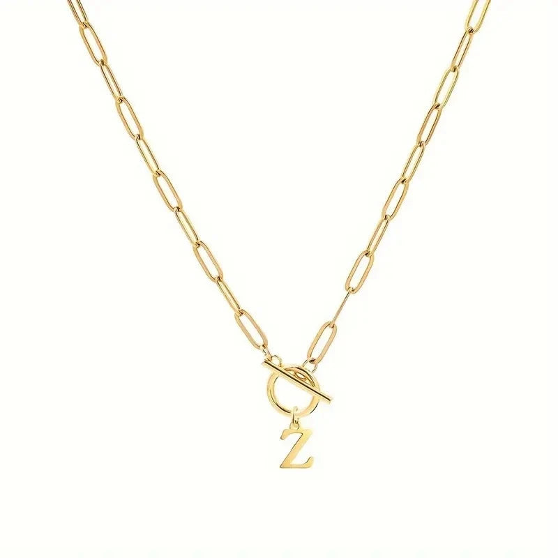 English Letter Initial Necklace 18K Gold Plated Stainless