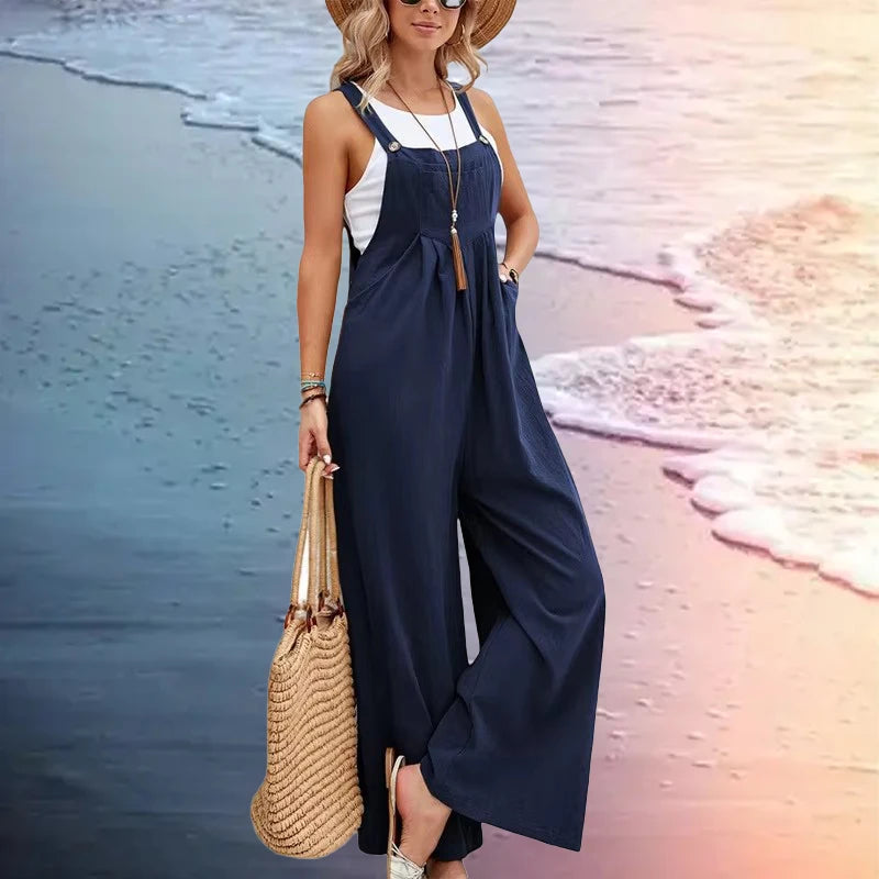 Women Loose Fit Fashion Overalls Wide Leg Baggy Bib Overalls Jumpsuit