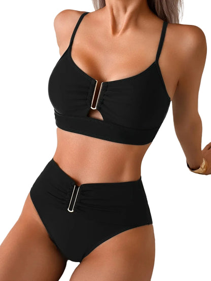 women's fashion gather bikini split swimsuit