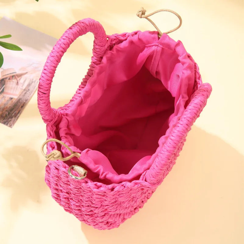Handwoven Straw Rattan Half-Moon Beach