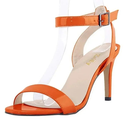 5) Women Sandals Pumps Summer Sexy Open Toe Ankle Strap 9cm Mid High Heels Ladies Buckle Stilettos Thin Heel Party Wedding Shoes