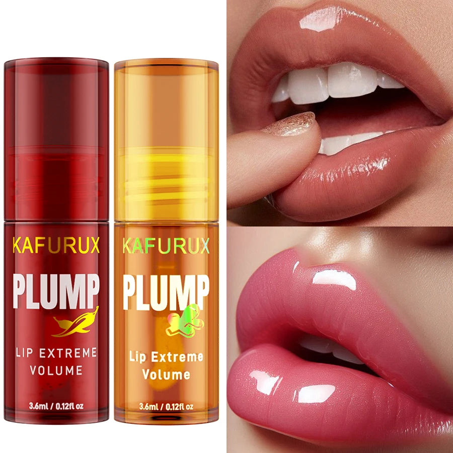 2PC Lip Plump Long Lasting Lip Oil Moisturizing Lip Gloss Serum Instant