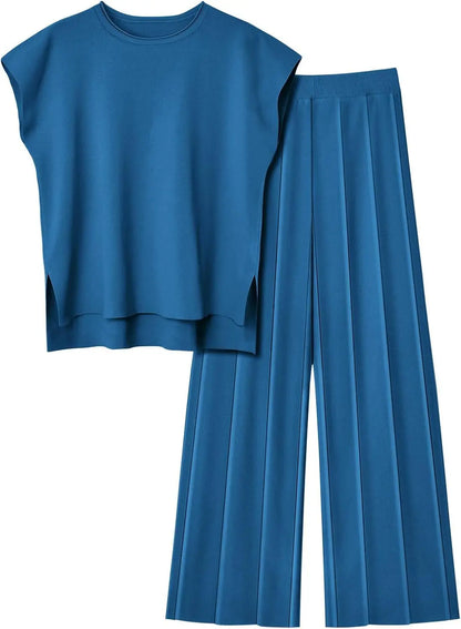 Women's 2-Piece Summer Set – Sleeveless Top & Wide Leg Pants (2025)