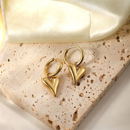 Stainless Steel Heart Love Necklace Bracelets Earrings Set For Women New Trendy 18K Gold Plated Waterproof Jewelry