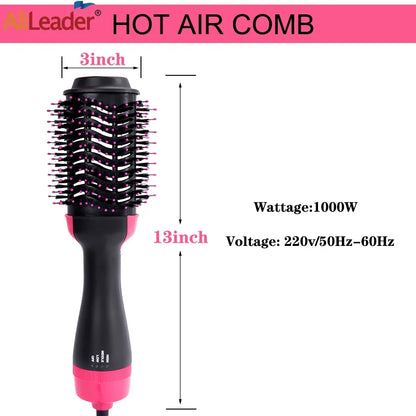 Women Hair Dryer Brush Hair Dryer Straightener Curler Massager 4 In 1