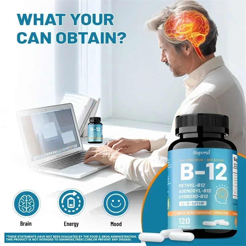 Vitamin B12 – Brain Health & Energy Boost | 30/60 Capsules