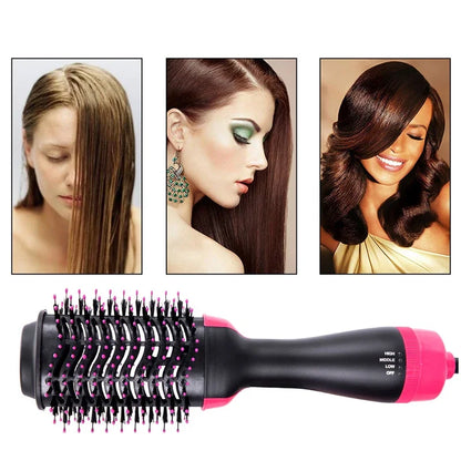 Women Hair Dryer Brush Hair Dryer Straightener Curler Massager 4 In 1