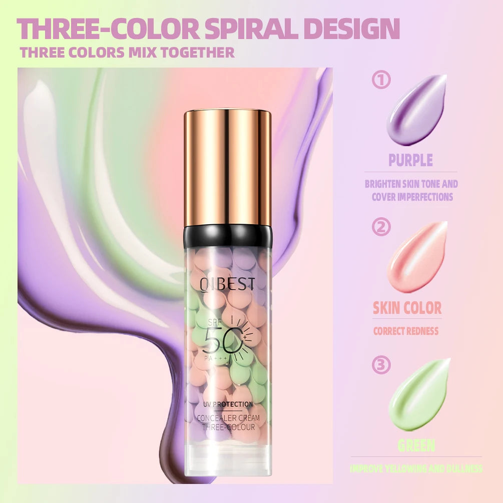 Qibest Three Color Press Release Cream Concealer