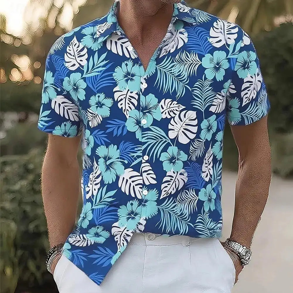 Hawaiian Vacation Beach Wear Summer Men's Floral Print Tropical Flowers