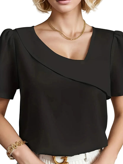 Plus SizeTemperament Blouse Casual Loose Woman Shirt Elegant Short