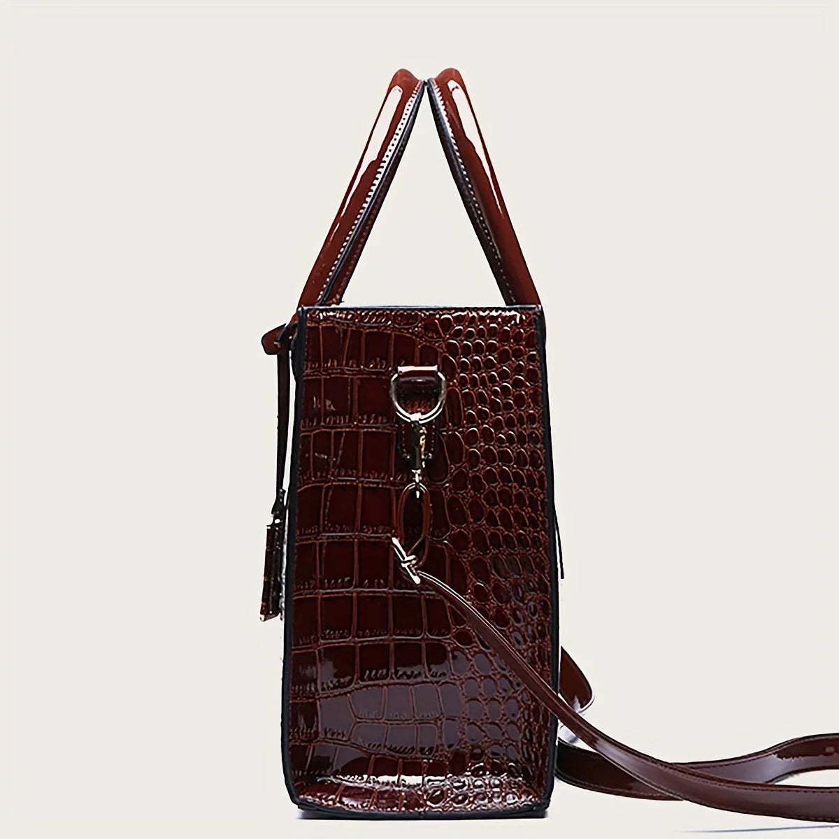 Women's Large Capacity Tote Bag – Elegant PU Leather Shoulder Handbag with Zipper