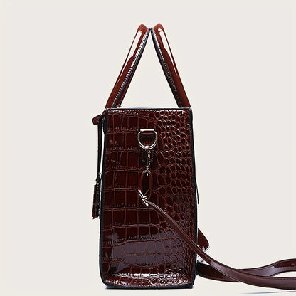 Women's Large Capacity Tote Bag – Elegant PU Leather Shoulder Handbag with Zipper