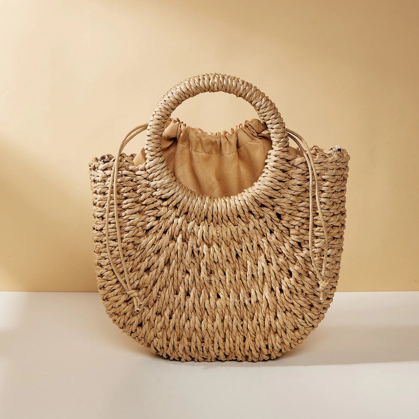Handwoven Straw Rattan Half-Moon Beach