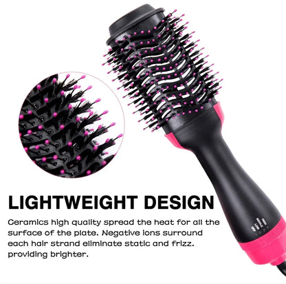Women Hair Dryer Brush Hair Dryer Straightener Curler Massager 4 In 1