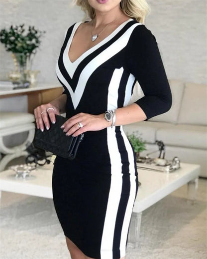 Elegant V-Neck Bodycon Dress for Women