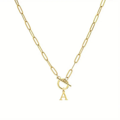 English Letter Initial Necklace 18K Gold Plated Stainless