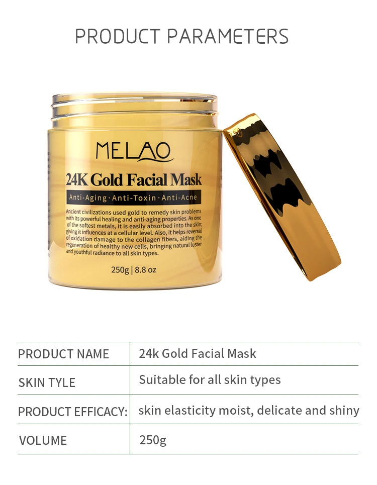 MELAO 24K Gold Collagen Face Mask – Anti-Aging & Moisturizing Treatment