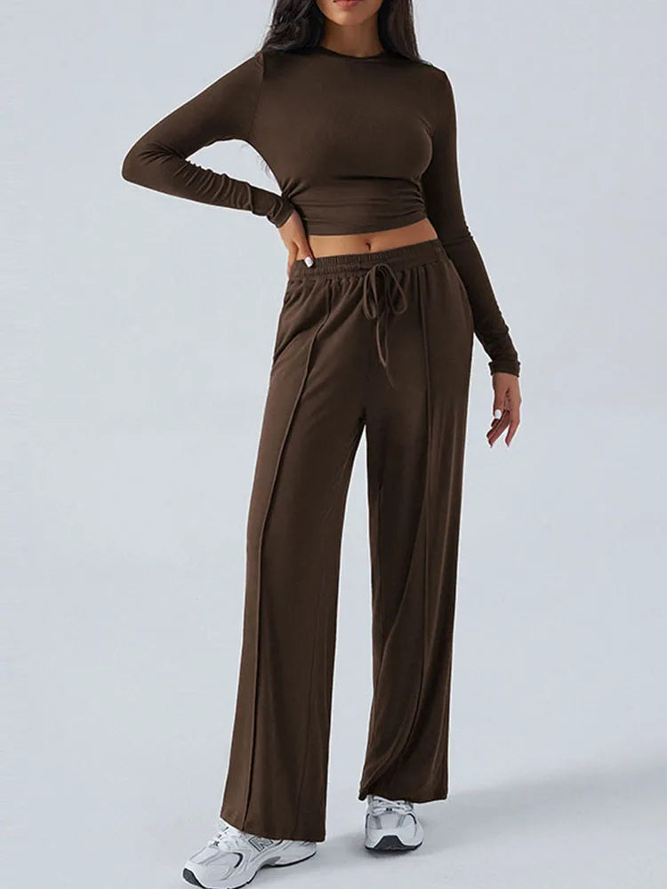 autumn/winter Y2K commuting set hot selling long sleeved wide leg pants