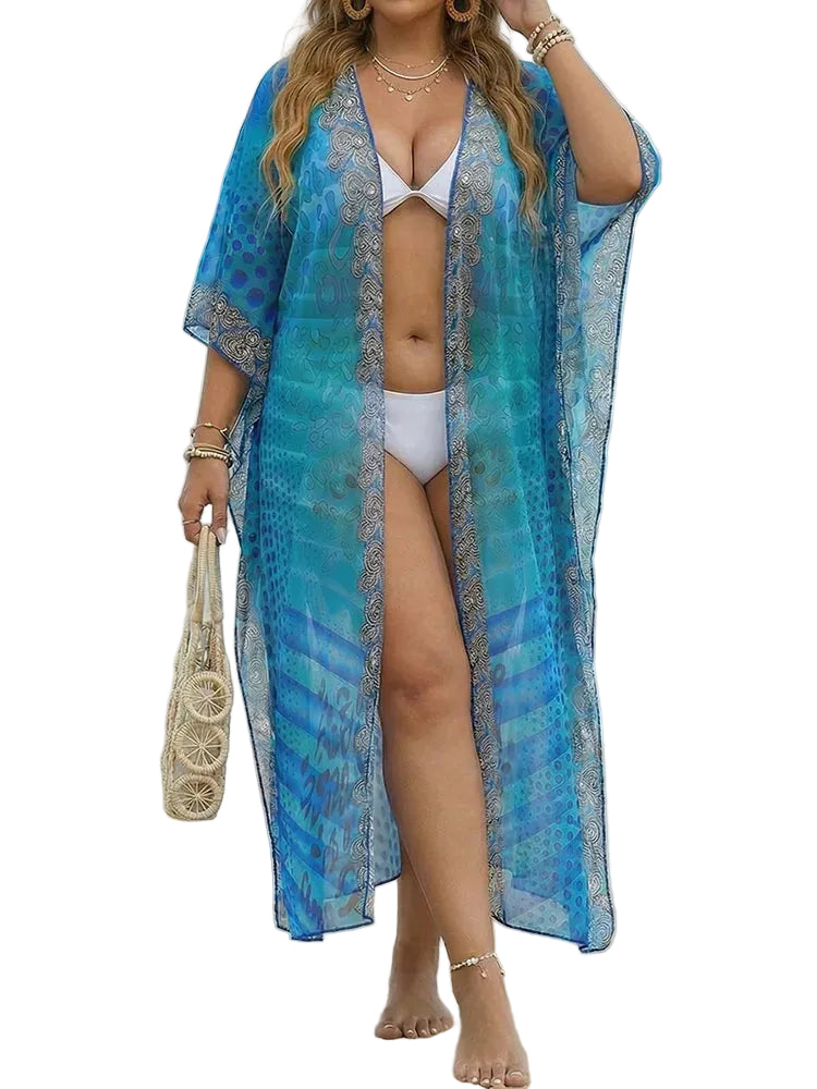Vintage Print Bikini Cover Up Women