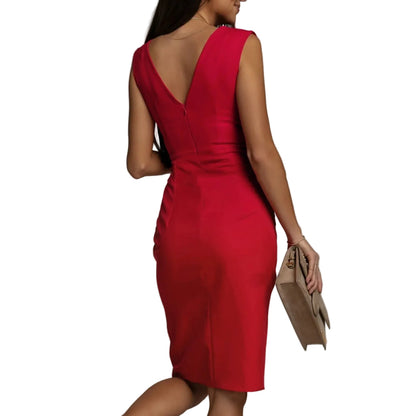 Dresses for Cocktail Party Ladies V Neck Sexy Sleeveless Slit High