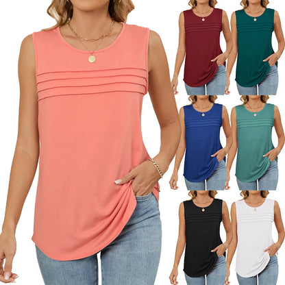 Women's Sleeveless Loose Blouse | Casual O-Neck Tank Top